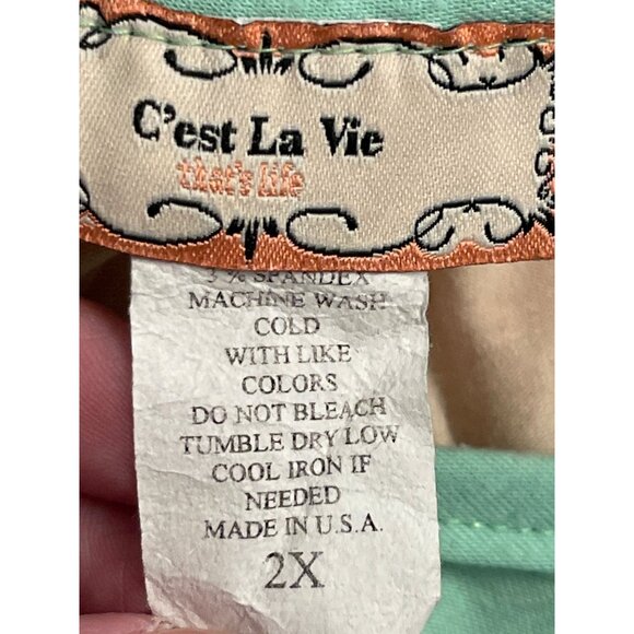 C'est La Vie Quarter Sleeve Top Mint Green Taupe Size 2x - Picture 5 of 6